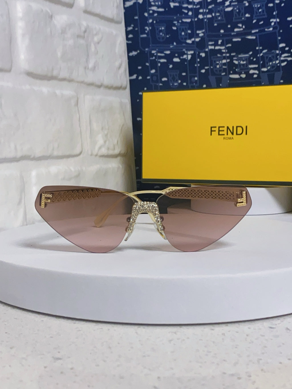 Fendi Lightweight Metal Rimless Brown Lens Sunglasses for Women - 432730 - detail image 2