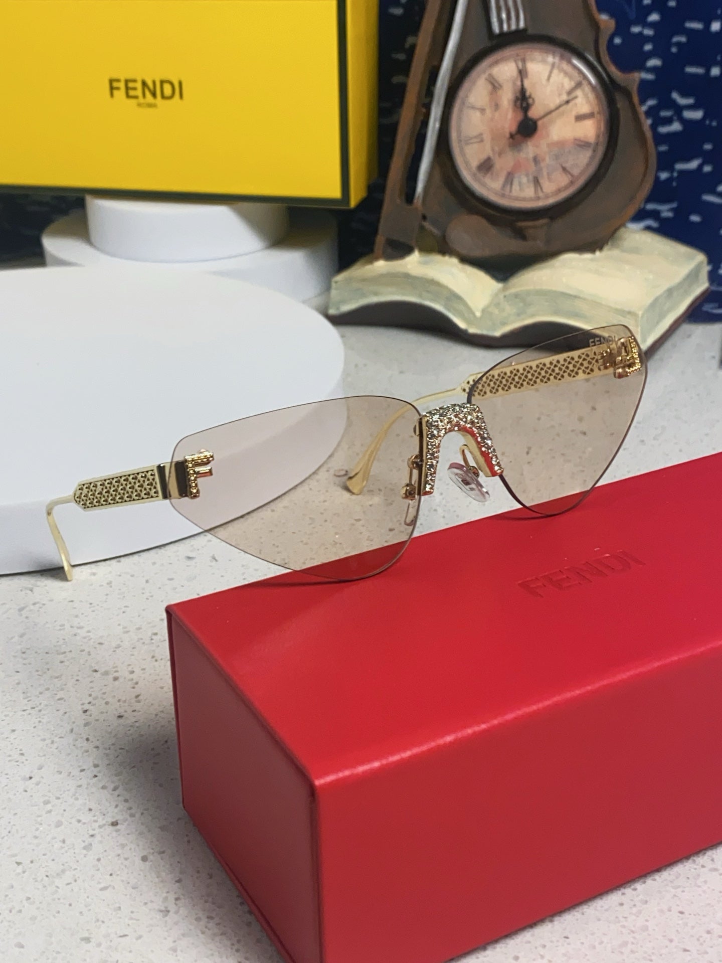 Fendi Lightweight Metal Rimless Silver Lens Sunglasses for Women - 358743 - detail image 10
