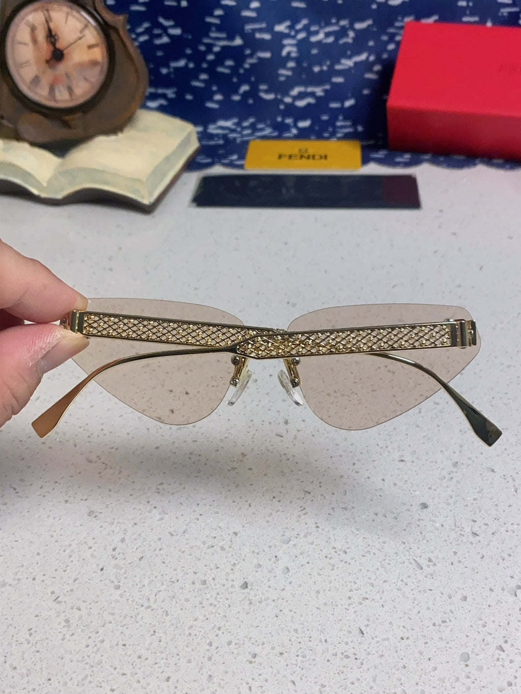 Fendi Lightweight Metal Rimless Silver Lens Sunglasses for Women - 432731 - detail image 5