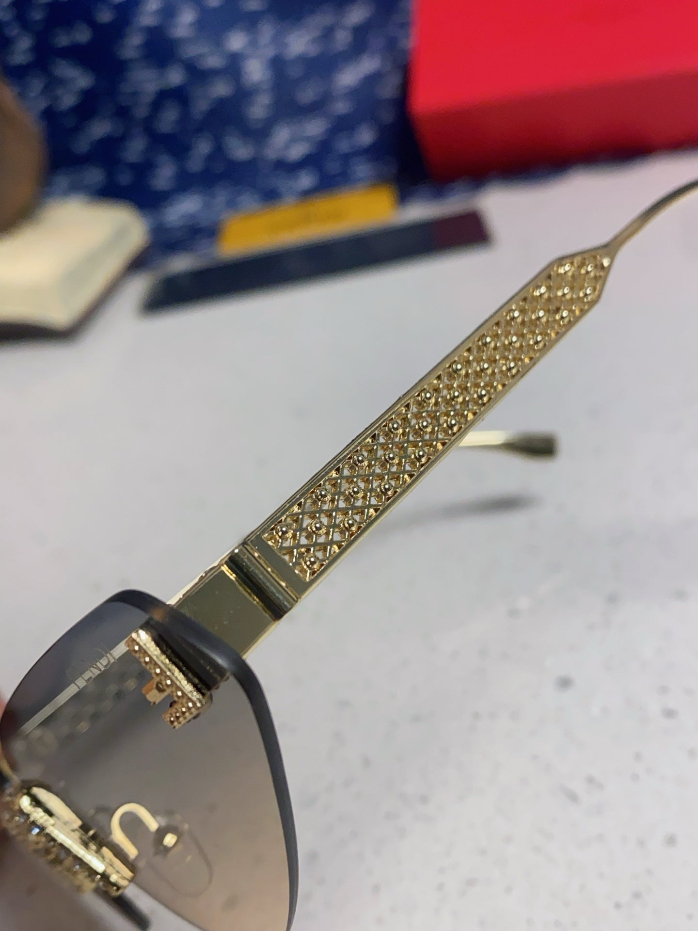 Fendi Lightweight Metal Rimless Silver Lens Sunglasses for Women - 432733 - detail image 7
