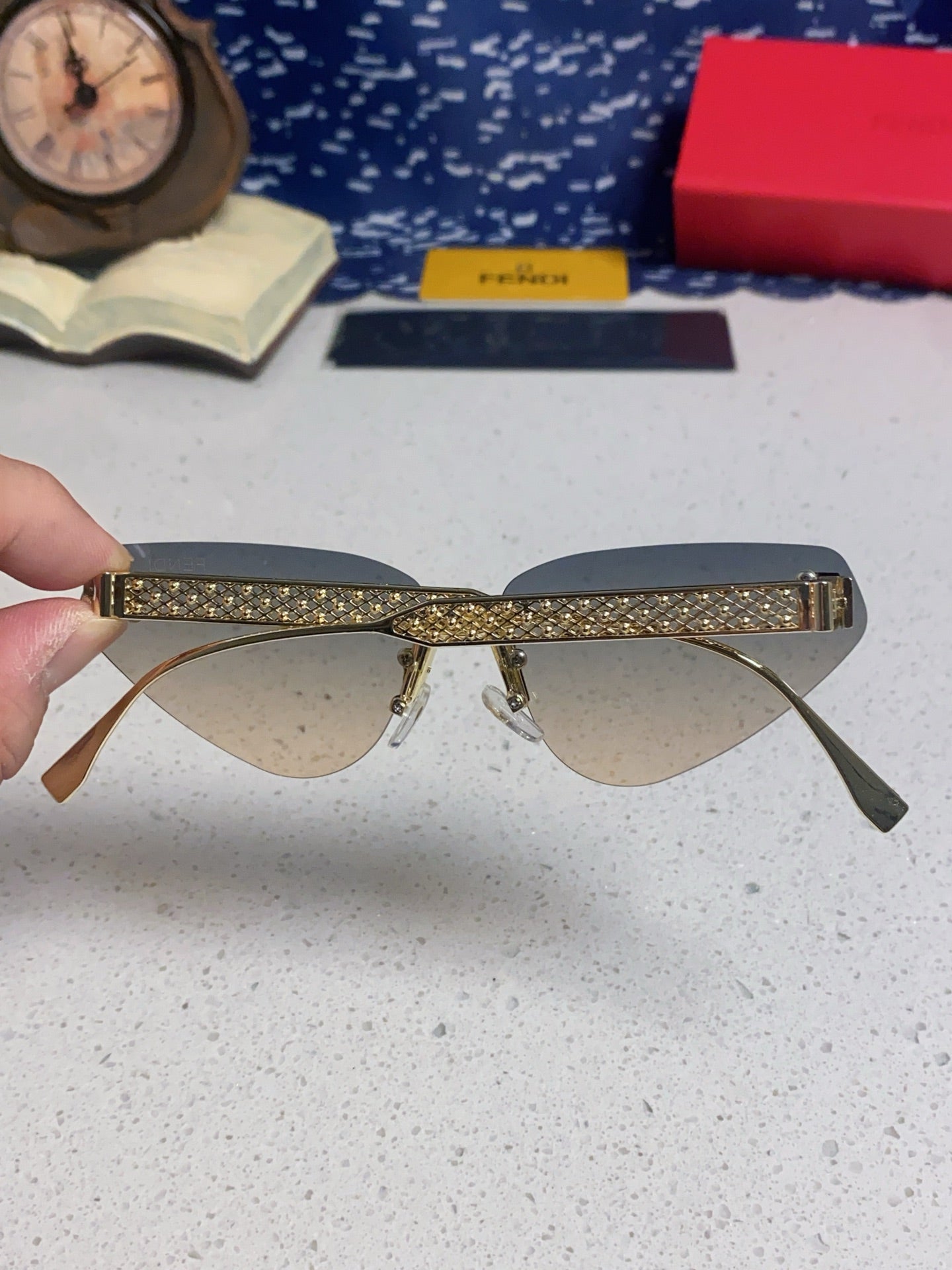 Fendi Lightweight Metal Rimless Silver Lens Sunglasses for Women - 432733 - detail image 5