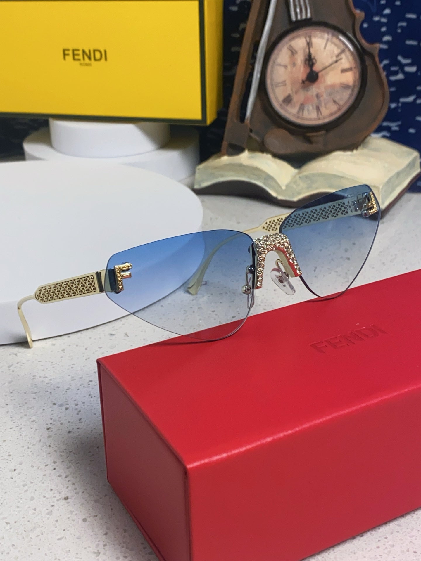 Fendi Lightweight Metal Rimless Silver Lens Sunglasses for Women - 432734 - detail image 10