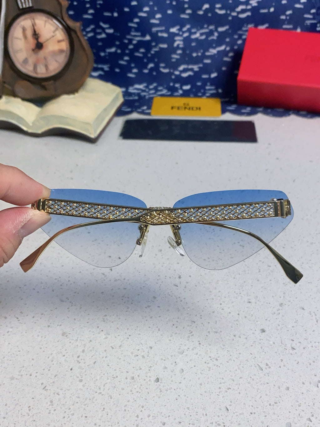 Fendi Lightweight Metal Rimless Silver Lens Sunglasses for Women - 432734 - detail image 5