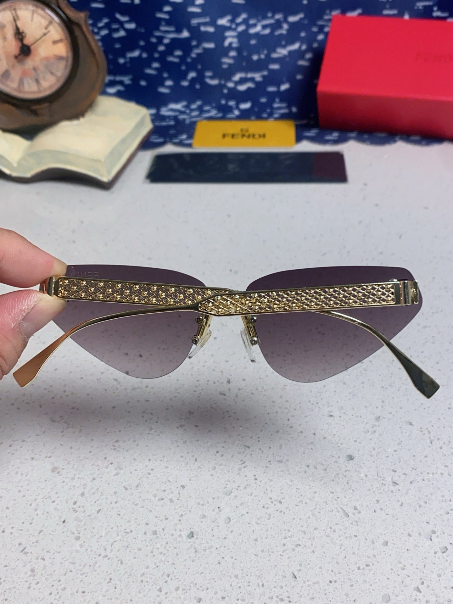 Fendi Lightweight Metal Rimless Silver Lens Sunglasses for Women - 358747 - detail image 5
