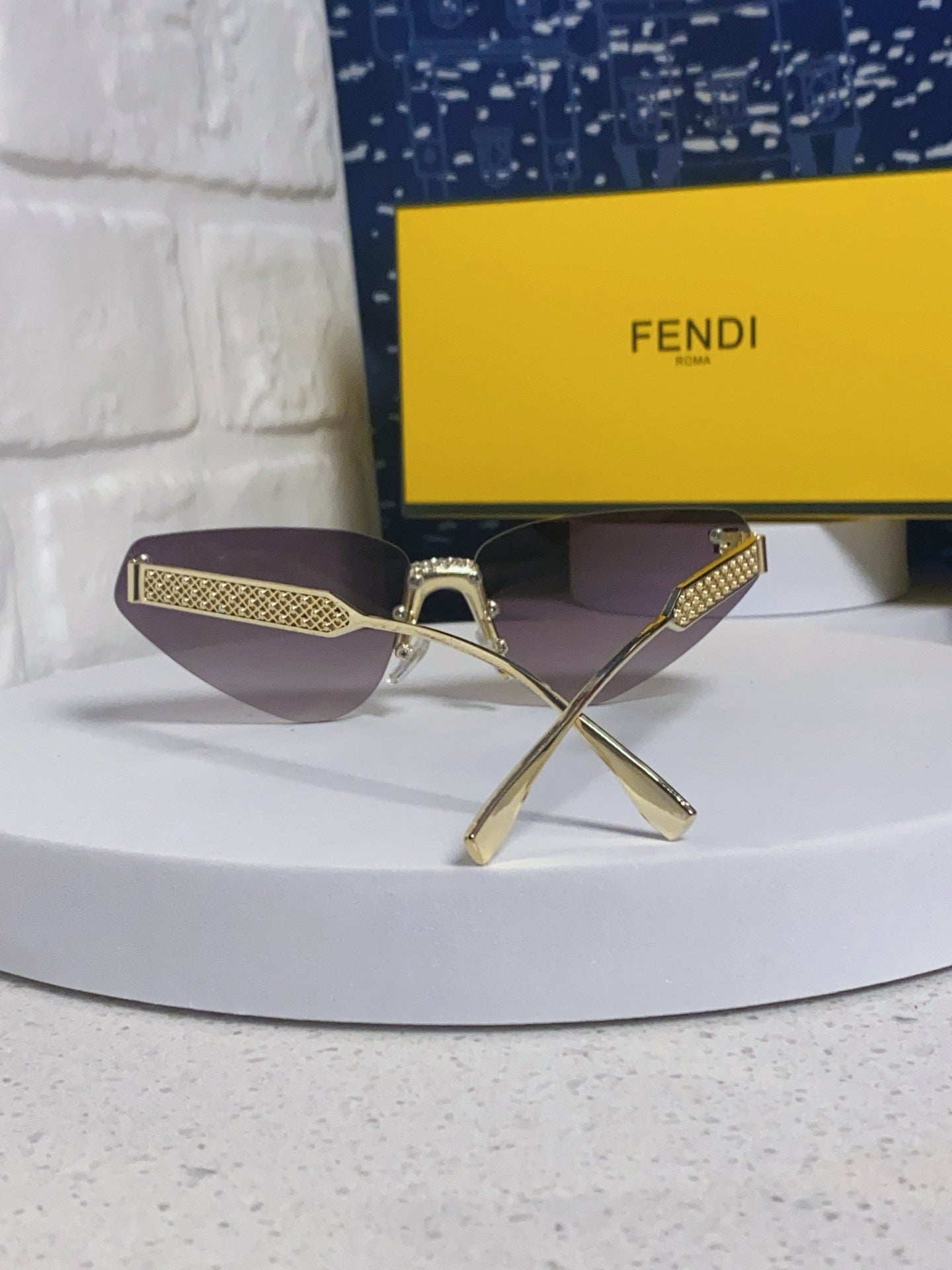 Fendi Lightweight Metal Rimless Silver Lens Sunglasses for Women - 358747 - detail image 3
