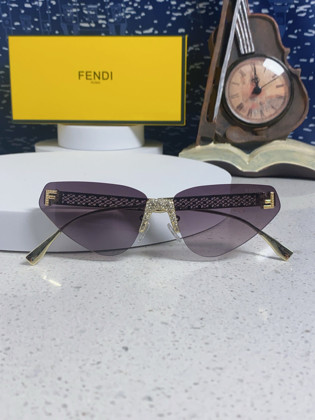 Fendi Lightweight Metal Rimless Silver Lens Sunglasses for Women - 358747 - detail image 9