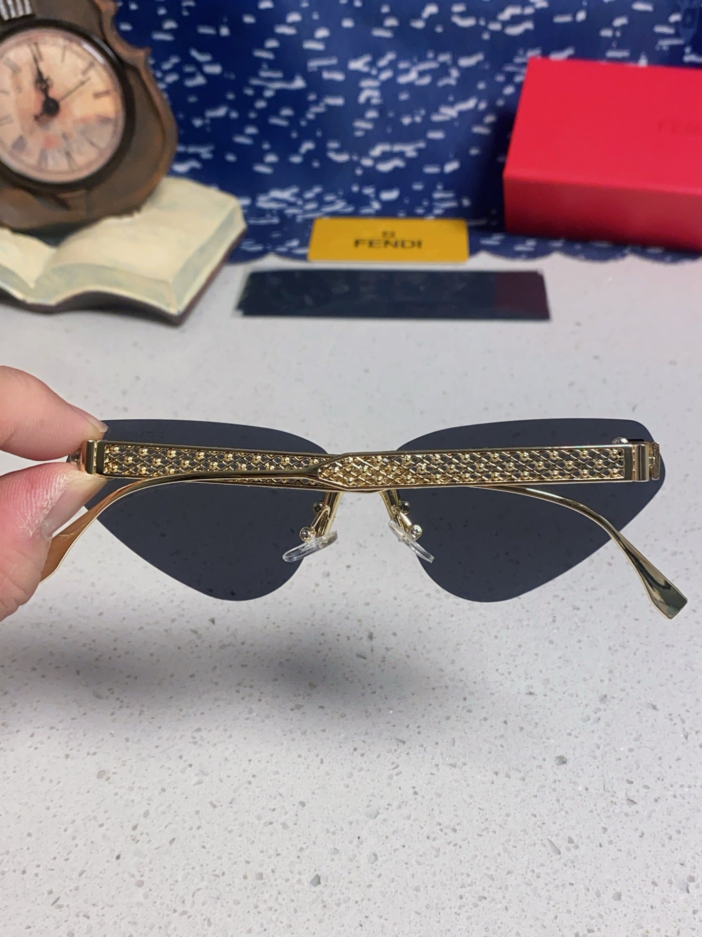 Fendi Lightweight Metal Rimless Silver Lens Sunglasses for Women - 432736 - detail image 5