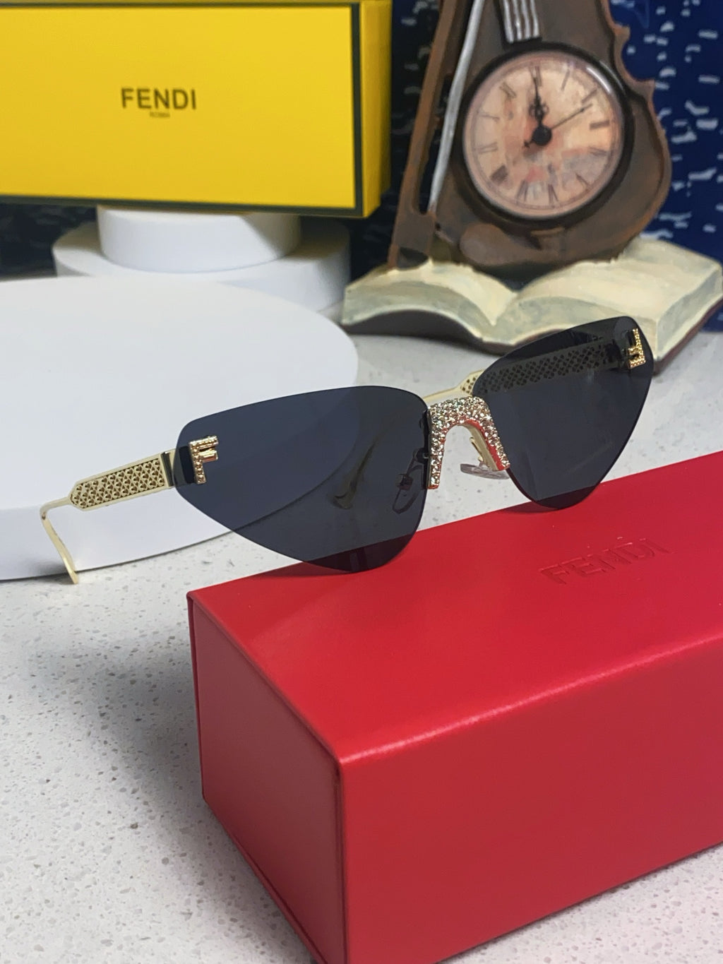 Fendi Lightweight Metal Rimless Silver Lens Sunglasses for Women - 358748 - detail image 10