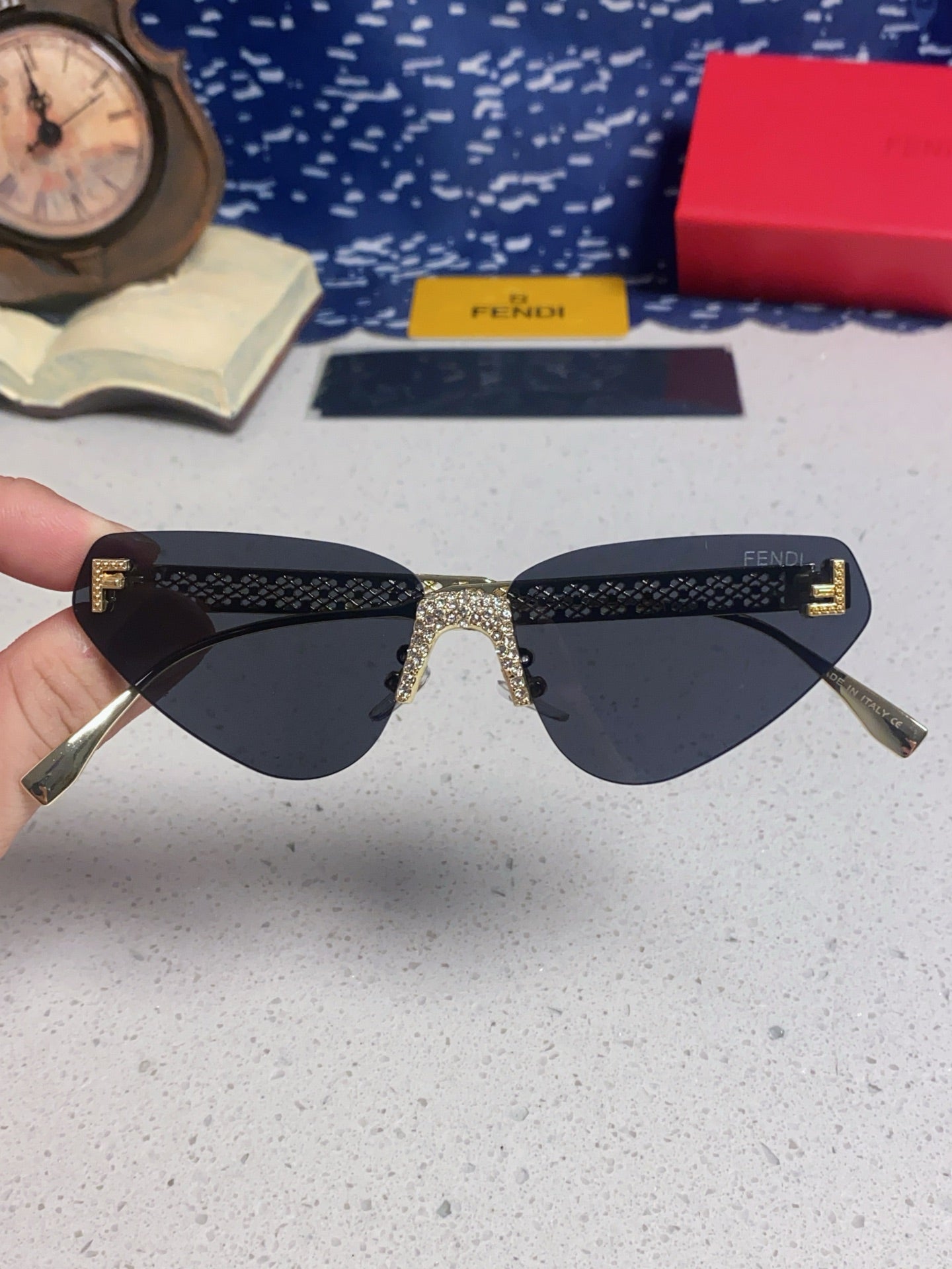 Fendi Lightweight Metal Rimless Silver Lens Sunglasses for Women - 432736 - detail image 4