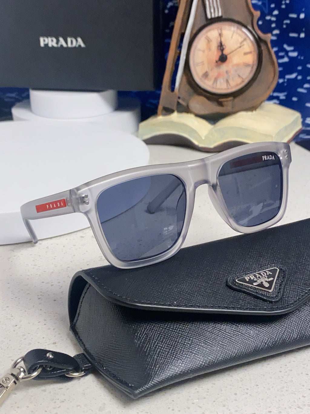 Prada Square Blue Lens Sunglasses for Men & Women - 358459 - detail image 10