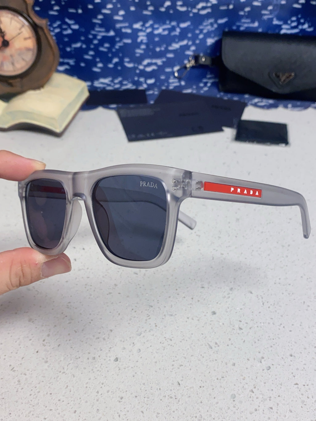 Prada Square Blue Lens Sunglasses for Men & Women - 358459 - detail image 6