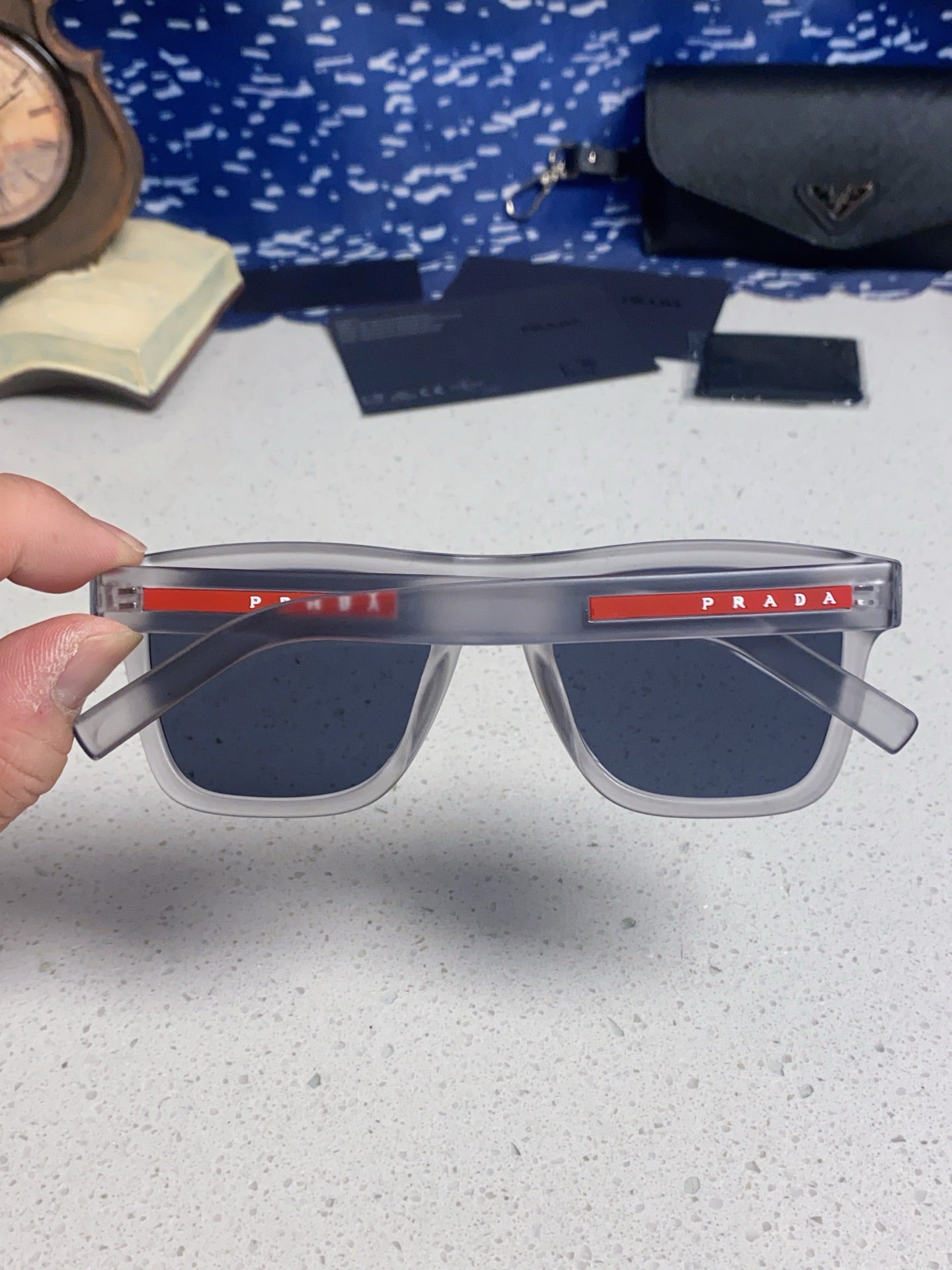 Prada Square Blue Lens Sunglasses for Men & Women - 358459 - detail image 5