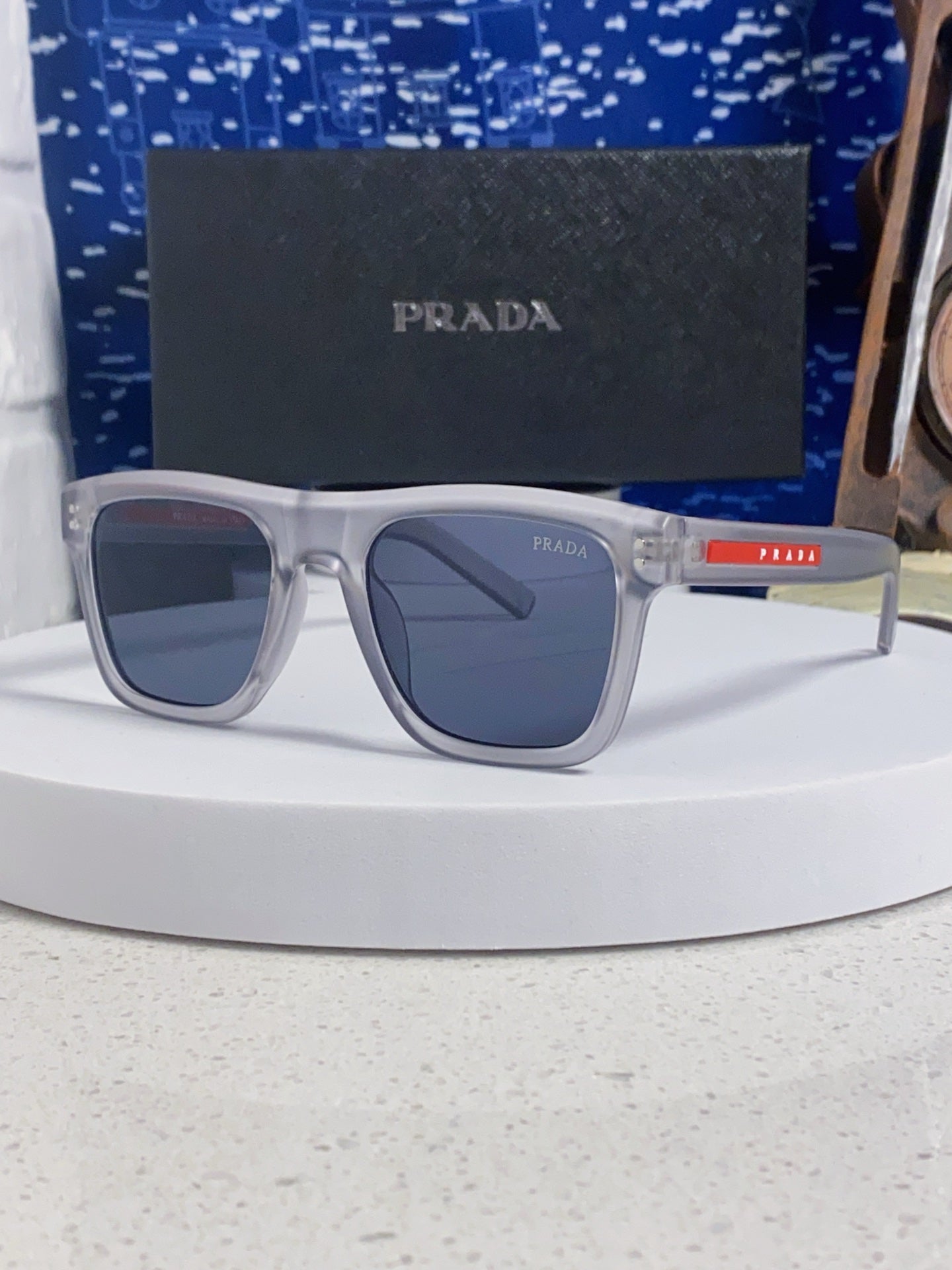 Prada Square Blue Lens Sunglasses for Men & Women - 358459