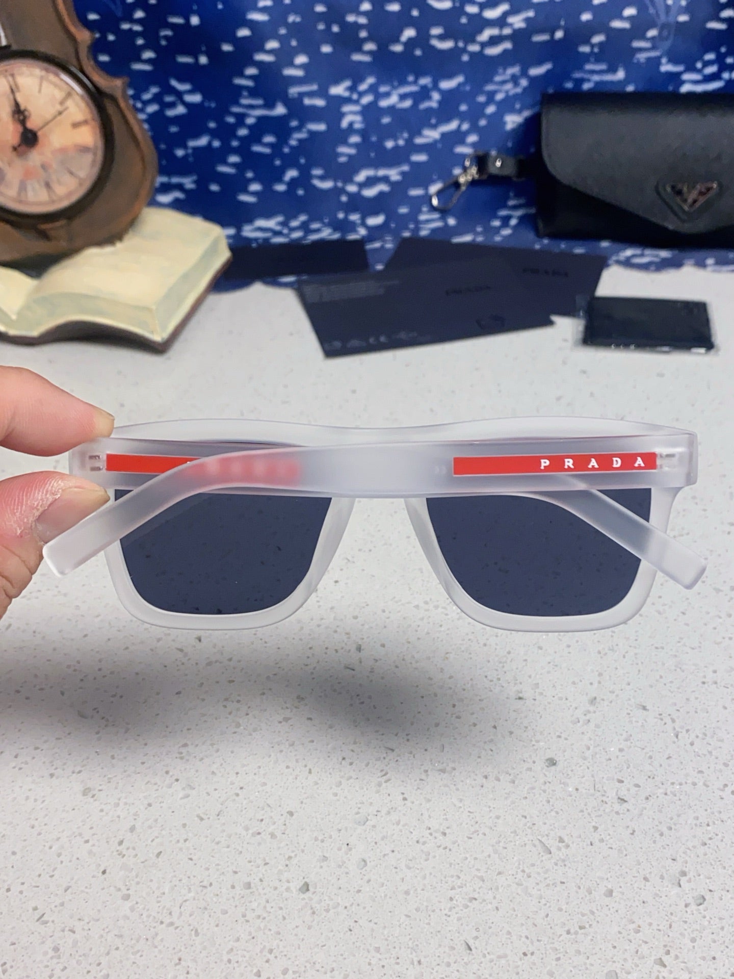 Prada Square Blue Lens Sunglasses for Men & Women - 358460 - detail image 5