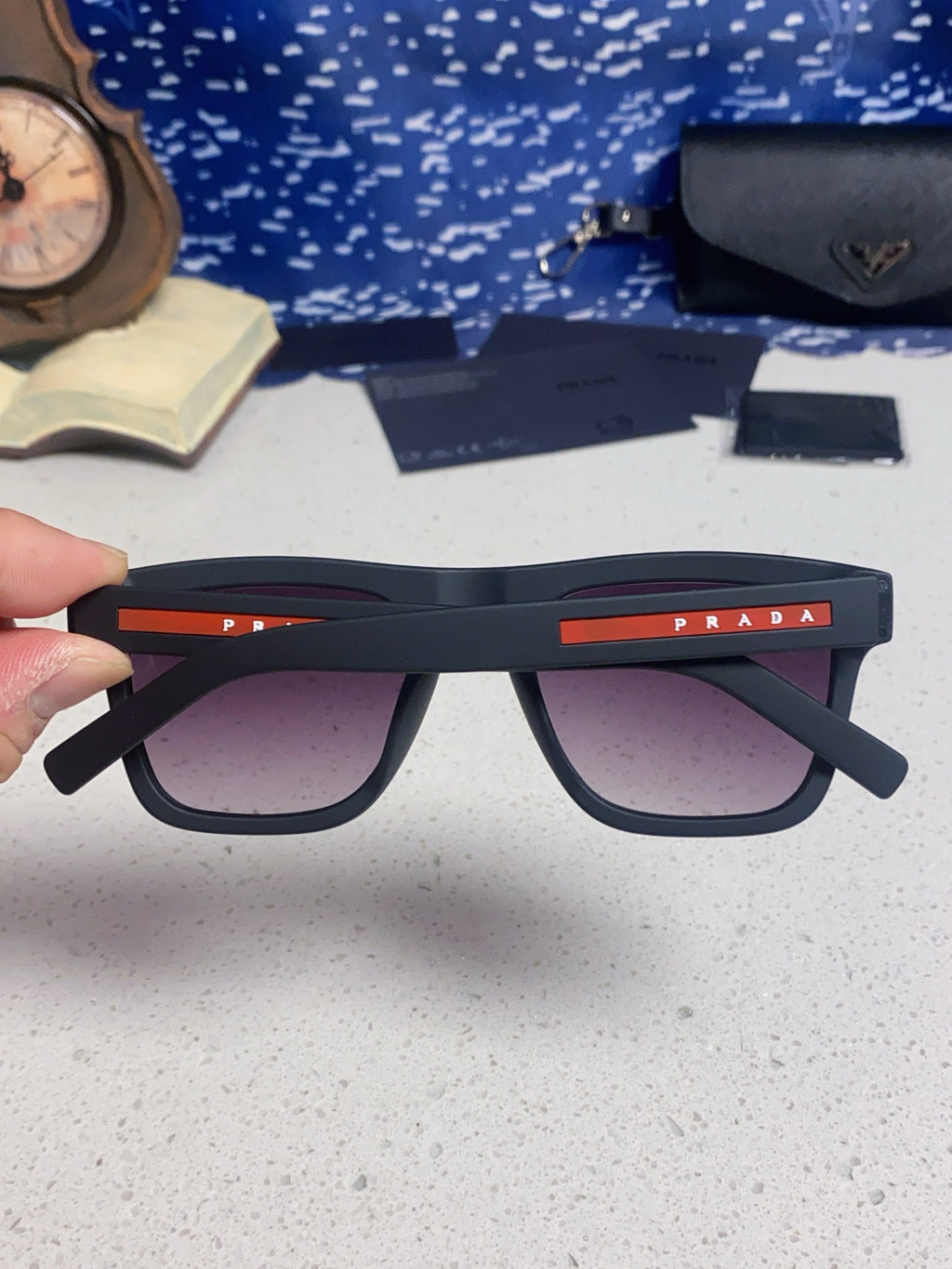 Prada Square Blue Lens Sunglasses for Men & Women - 358344 - detail image 5