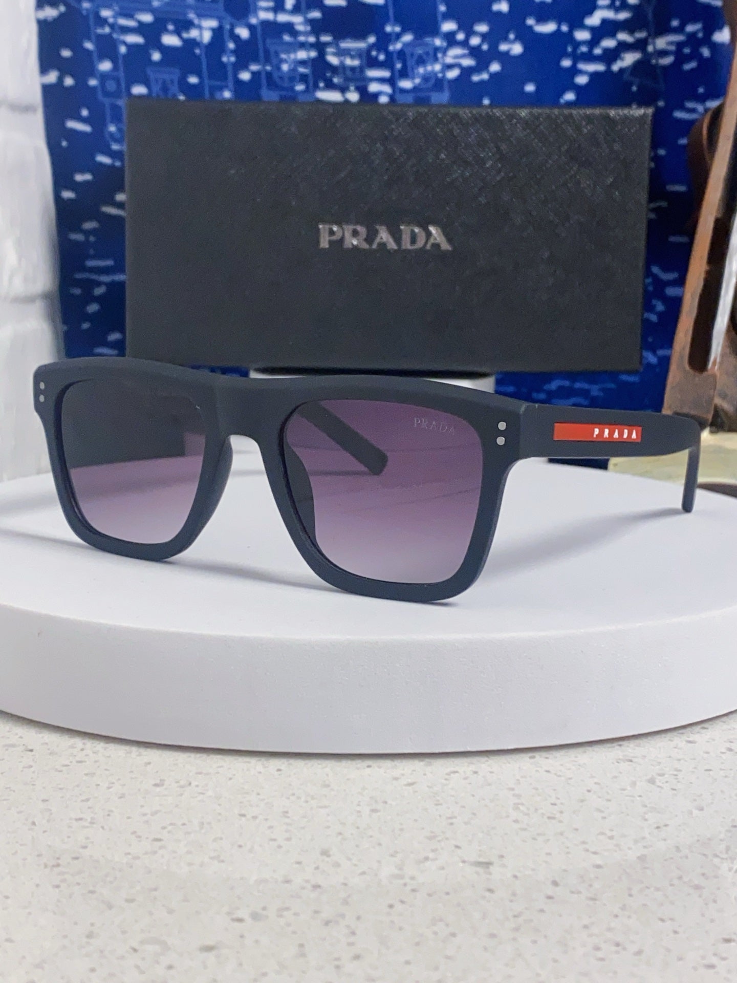 Prada Square Blue Lens Sunglasses for Men & Women - 358344