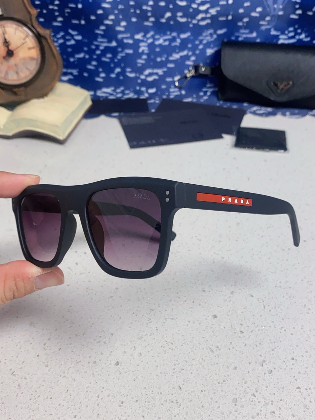 Prada Square Blue Lens Sunglasses for Men & Women - 358344 - detail image 6