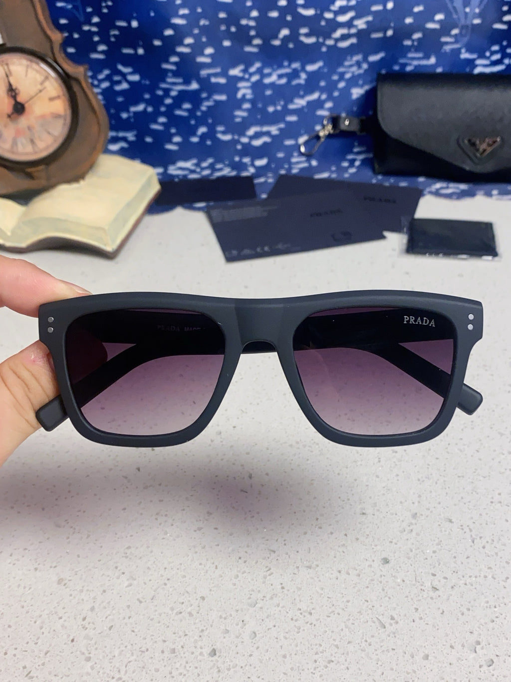 Prada Square Blue Lens Sunglasses for Men & Women - 358344 - detail image 4
