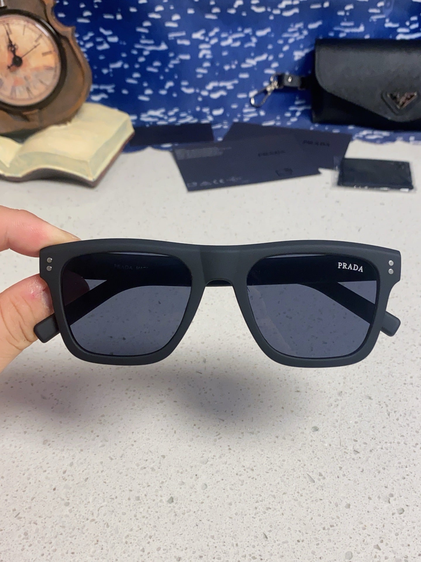 Prada Square Blue Lens Sunglasses for Men & Women - 358345 - detail image 4