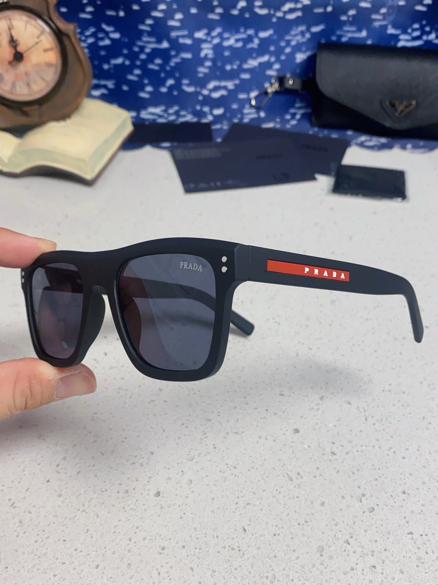Prada Square Blue Lens Sunglasses for Men & Women - 358345 - detail image 6