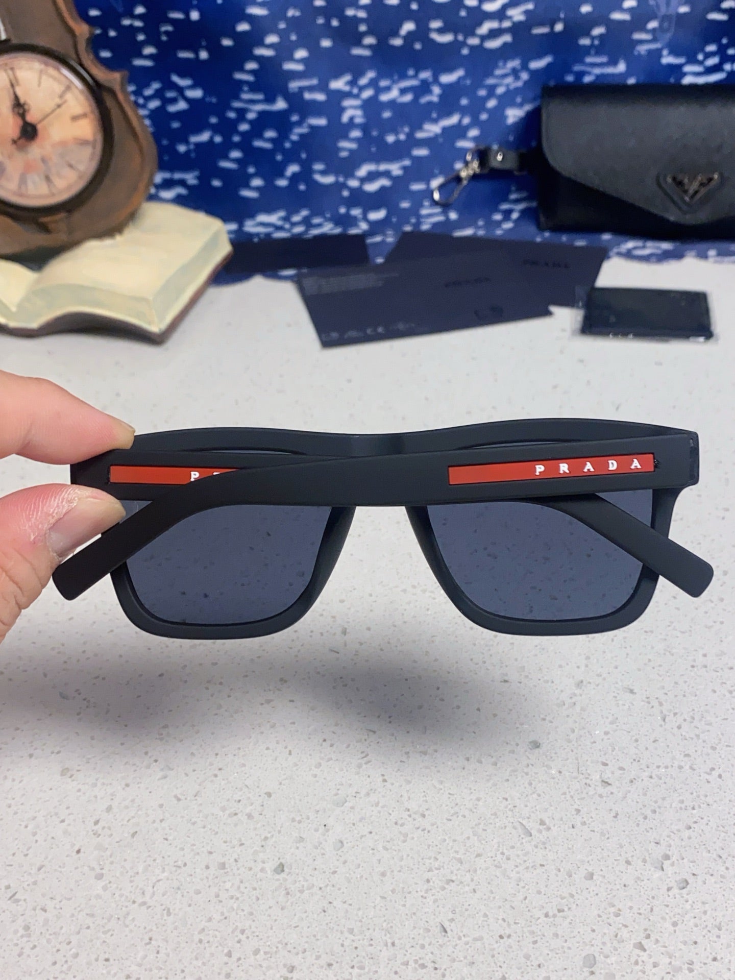 Prada Square Blue Lens Sunglasses for Men & Women - 358345 - detail image 5