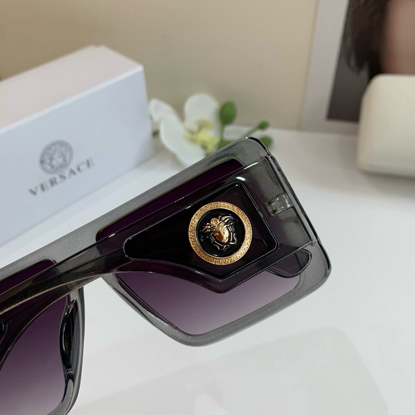 Versace Polarized Square Black Lens Sunglasses for Men & Women - 432782