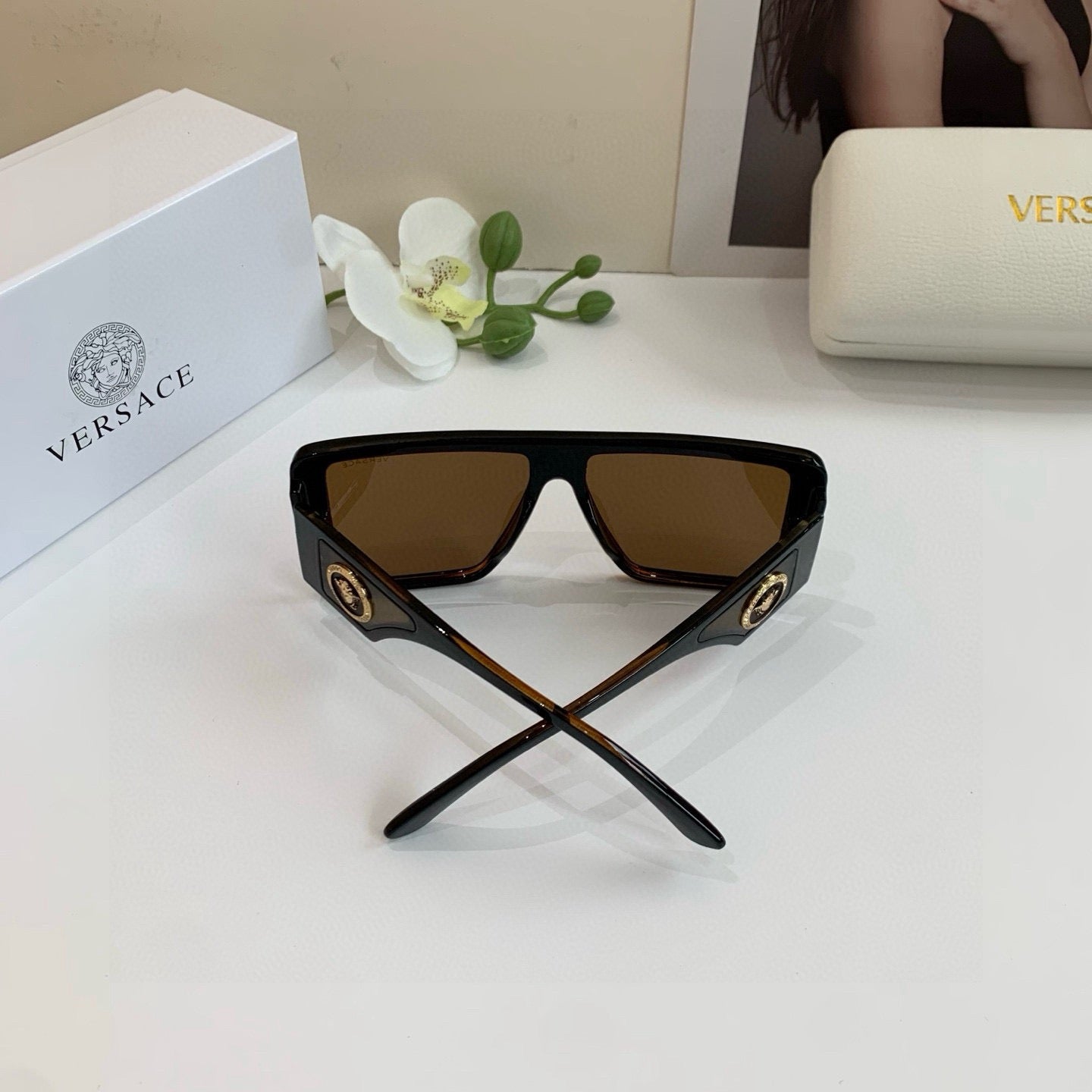 Versace Polarized Square Black Lens Sunglasses for Men & Women - 432783 - detail image 2