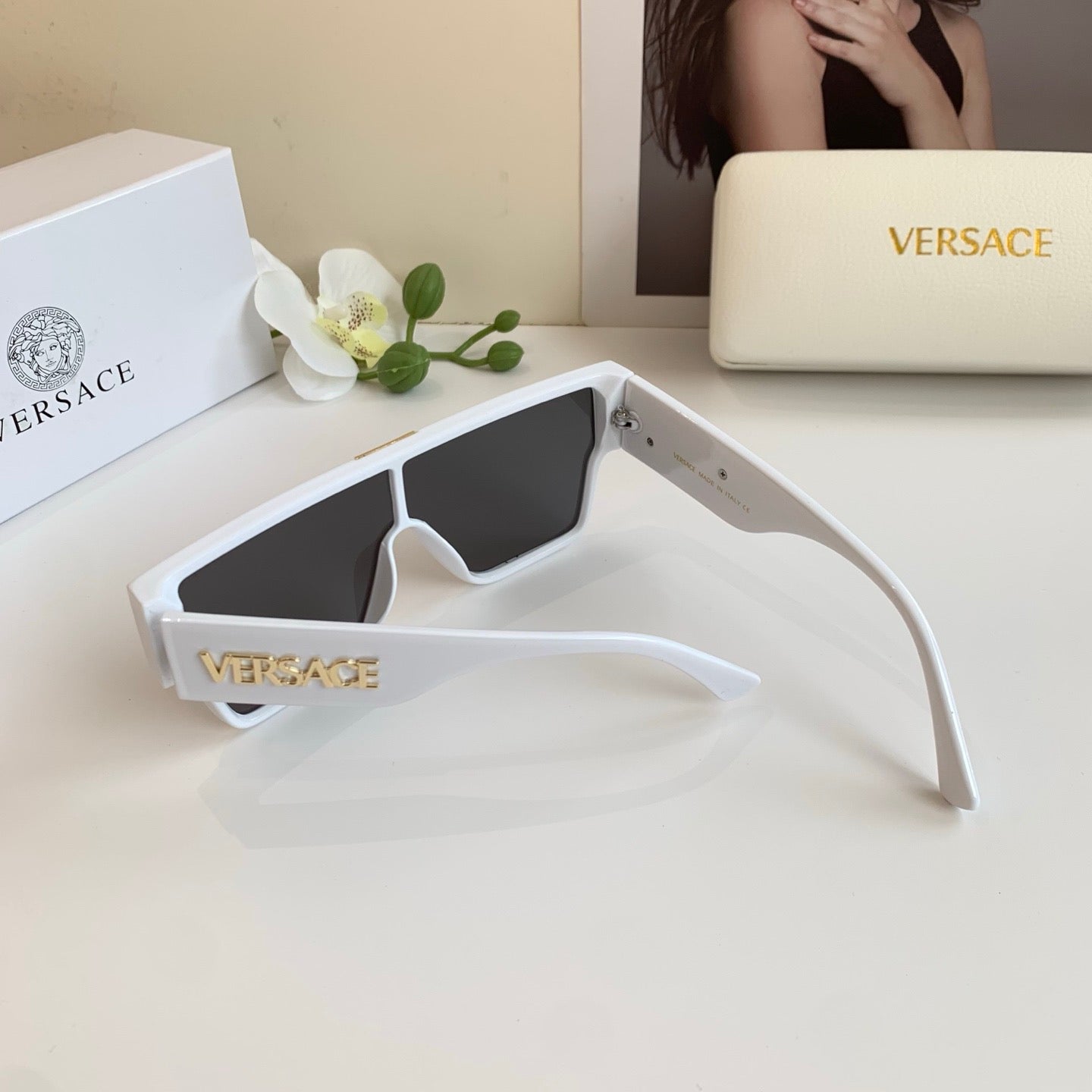 Versace Polarized Square Silver Lens Sunglasses for Men & Women - 432801 - detail image 3
