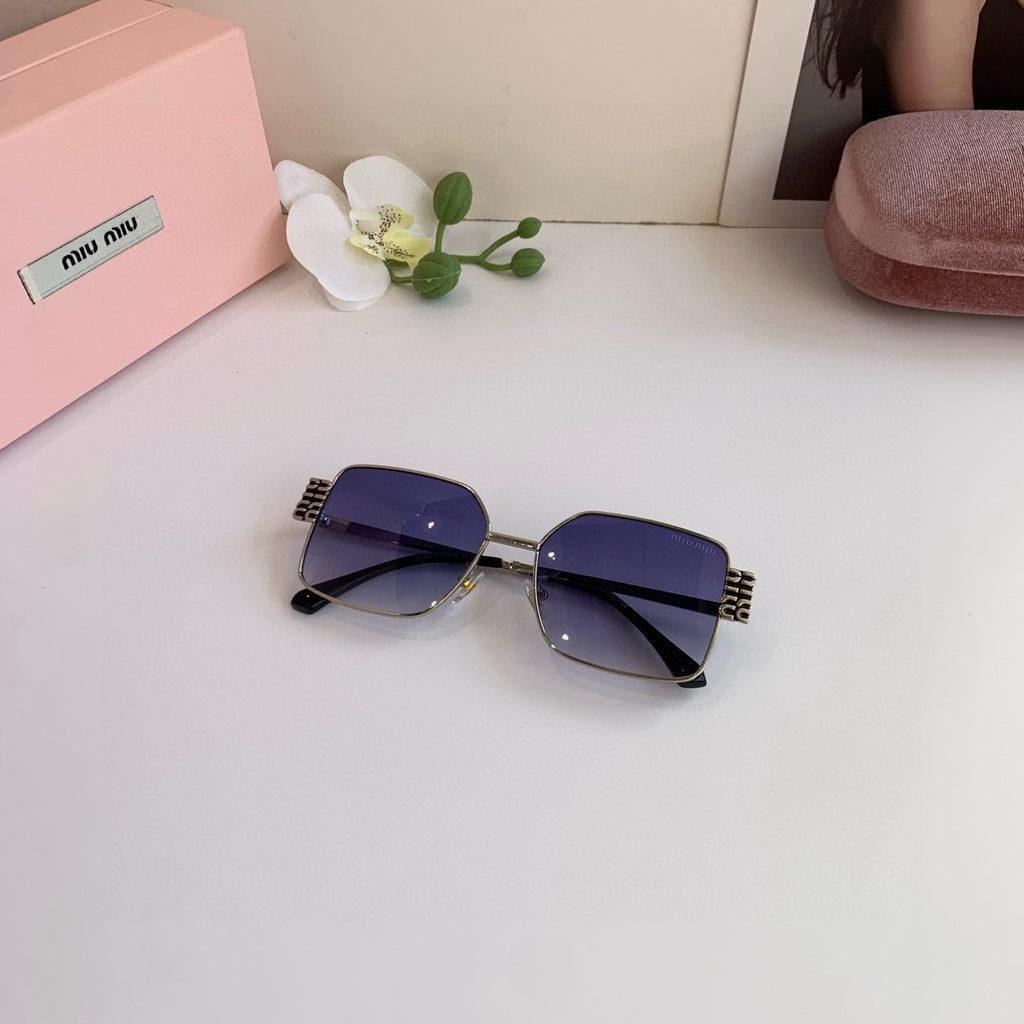Miu Miu Metal Square Blue Lens Sunglasses for Men & Women