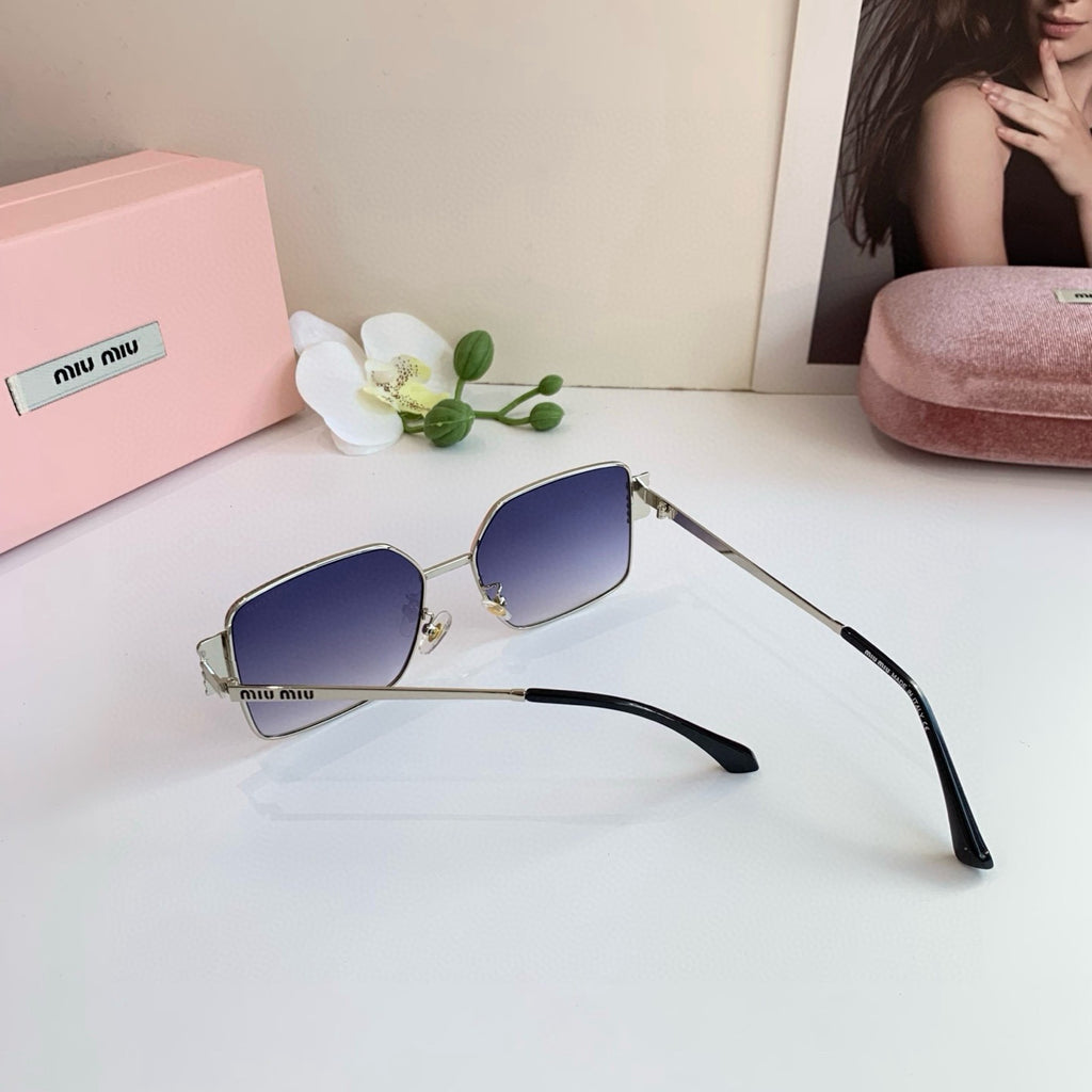 Miu Miu Metal Square Blue Lens Sunglasses for Men & Women - detail image 3