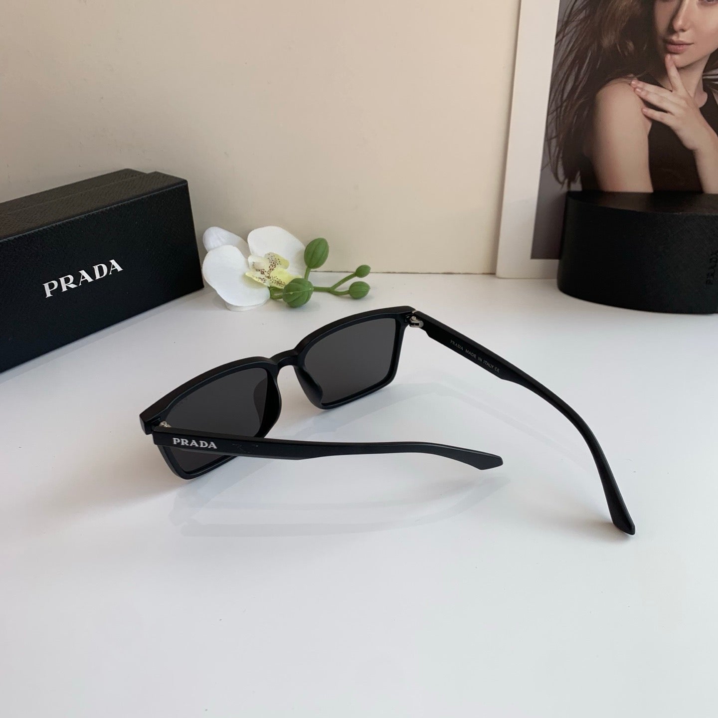 Prada Square Black Lens Sunglasses for Men & Women - 358425 - detail image 2