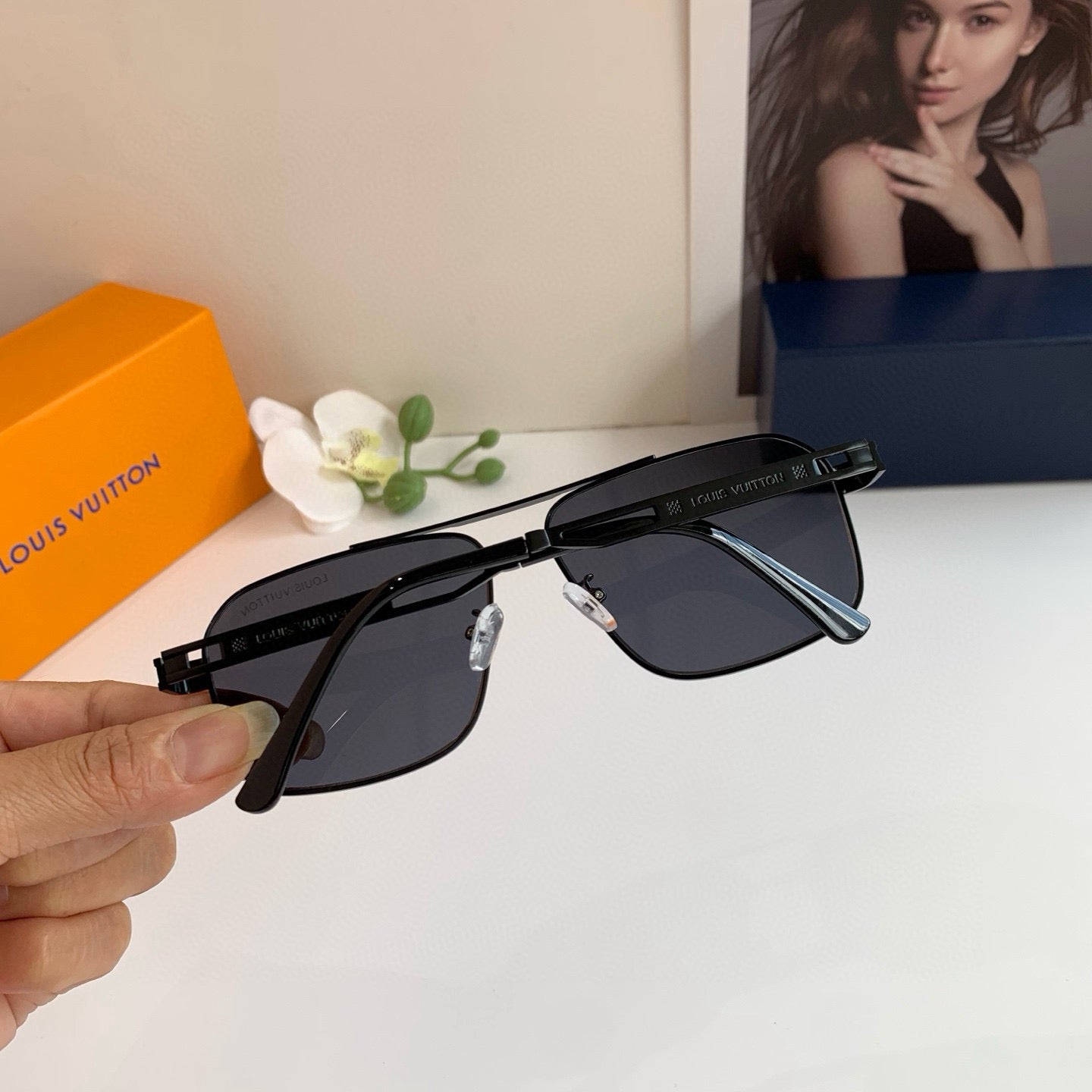 Louis Vuitton Metal Square Black Lens Sunglasses for Men & Women - 357750 - detail image 5