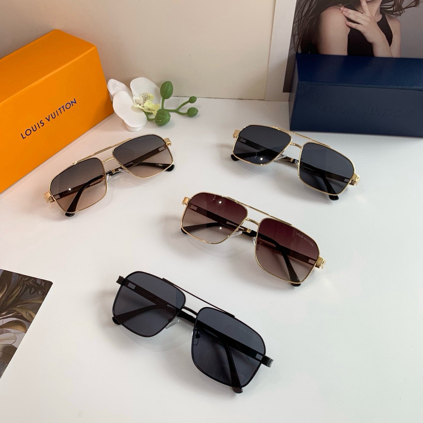 Louis Vuitton Metal Square Black Lens Sunglasses for Men & Women - 357750 - detail image 9