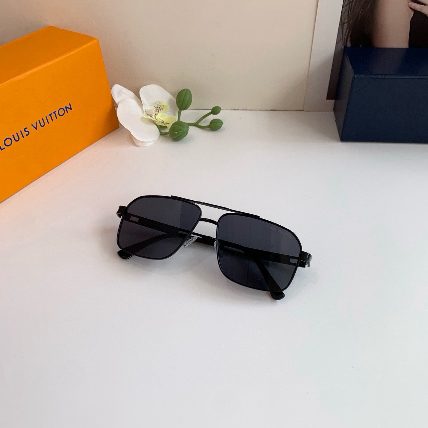 Louis Vuitton Metal Square Black Lens Sunglasses for Men & Women - 357750