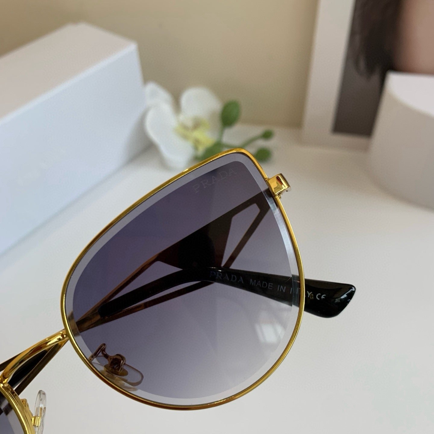 Prada Metal Square Silver Lens Sunglasses for Men & Women - 132492