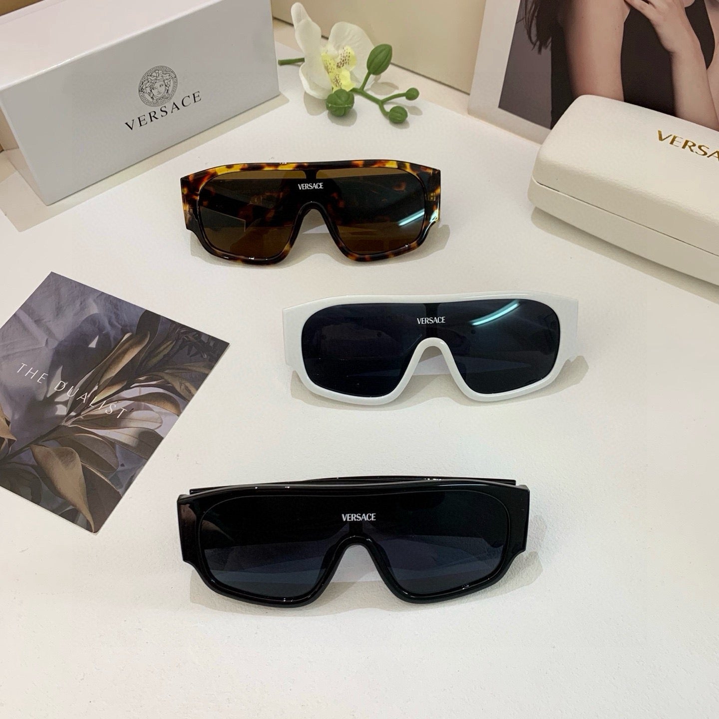 Versace Polarized Oversized Black Lens Sunglasses for Men & Women - detail image 2