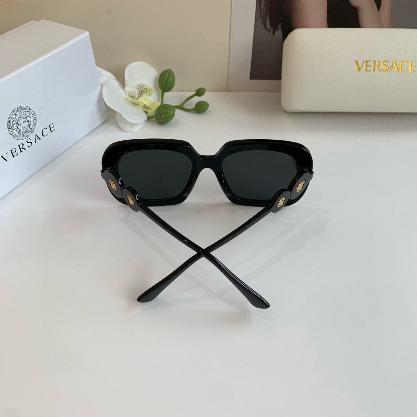 Versace Polarized Square Black Lens Sunglasses for Men & Women - 487803 - detail image 2