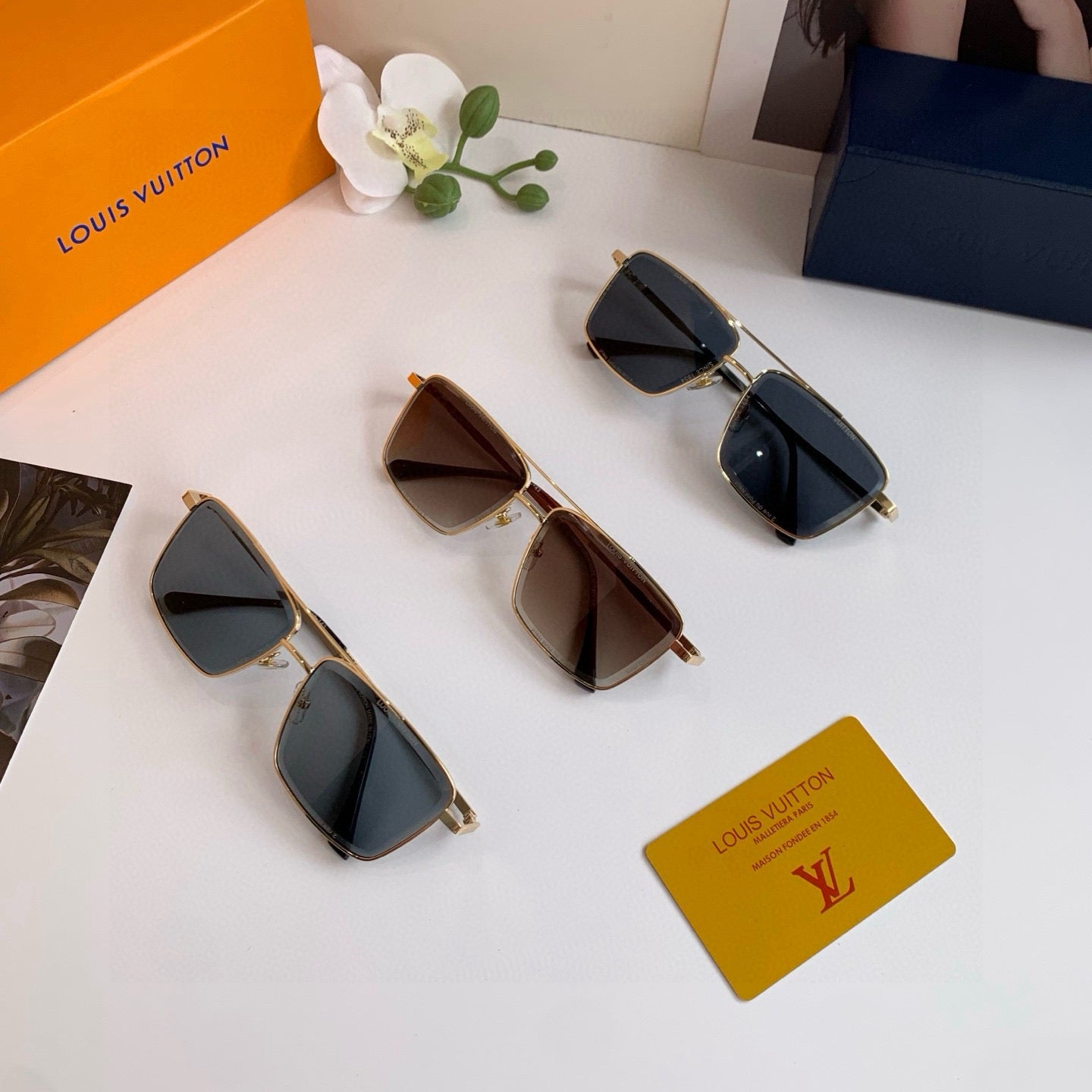 Louis Vuitton Metal Square Red Lens Sunglasses for Men & Women - 414873 - detail image 4