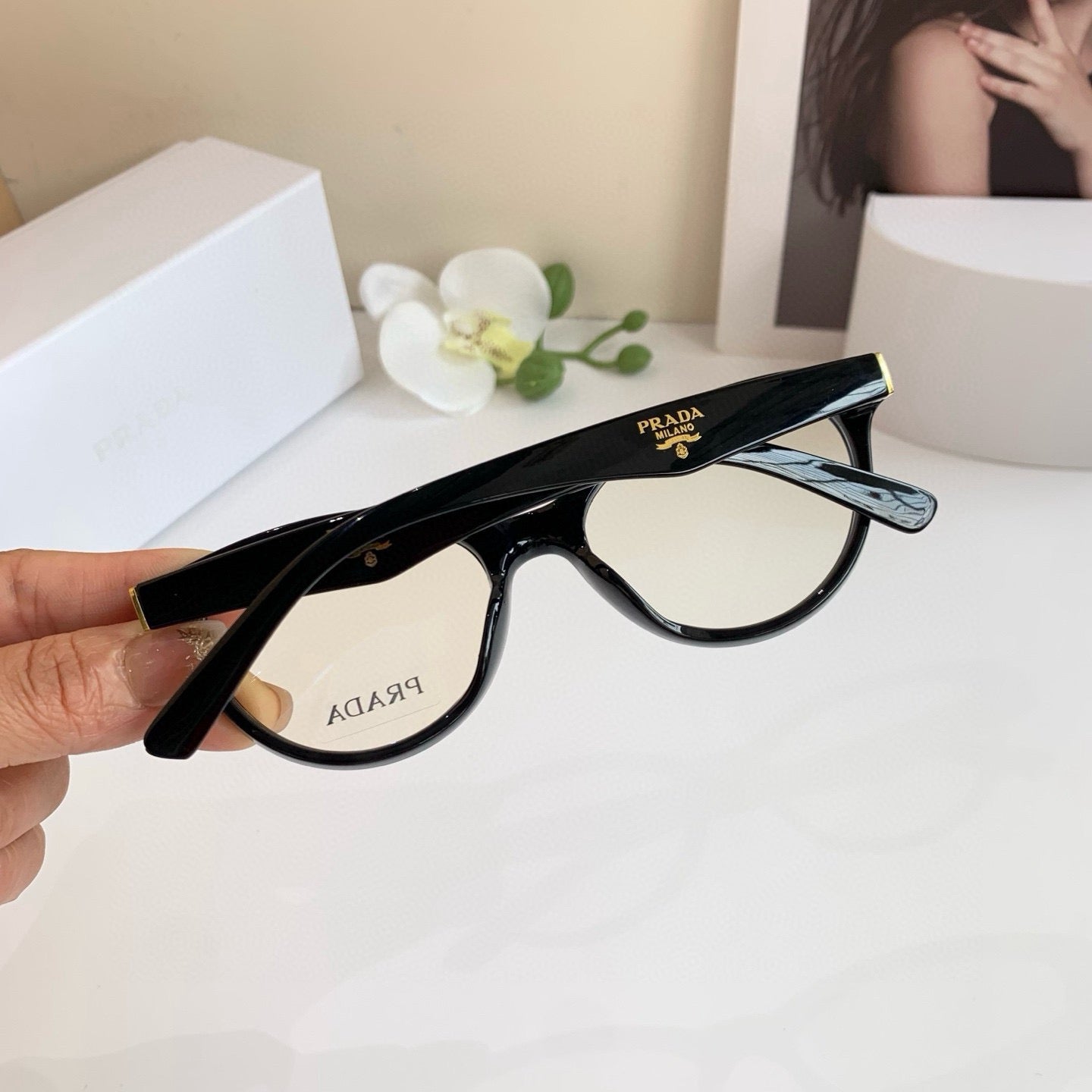 Prada Blue-Light Cat-Eye Silver Lens Sunglasses for Men & Women - 158444 - detail image 3