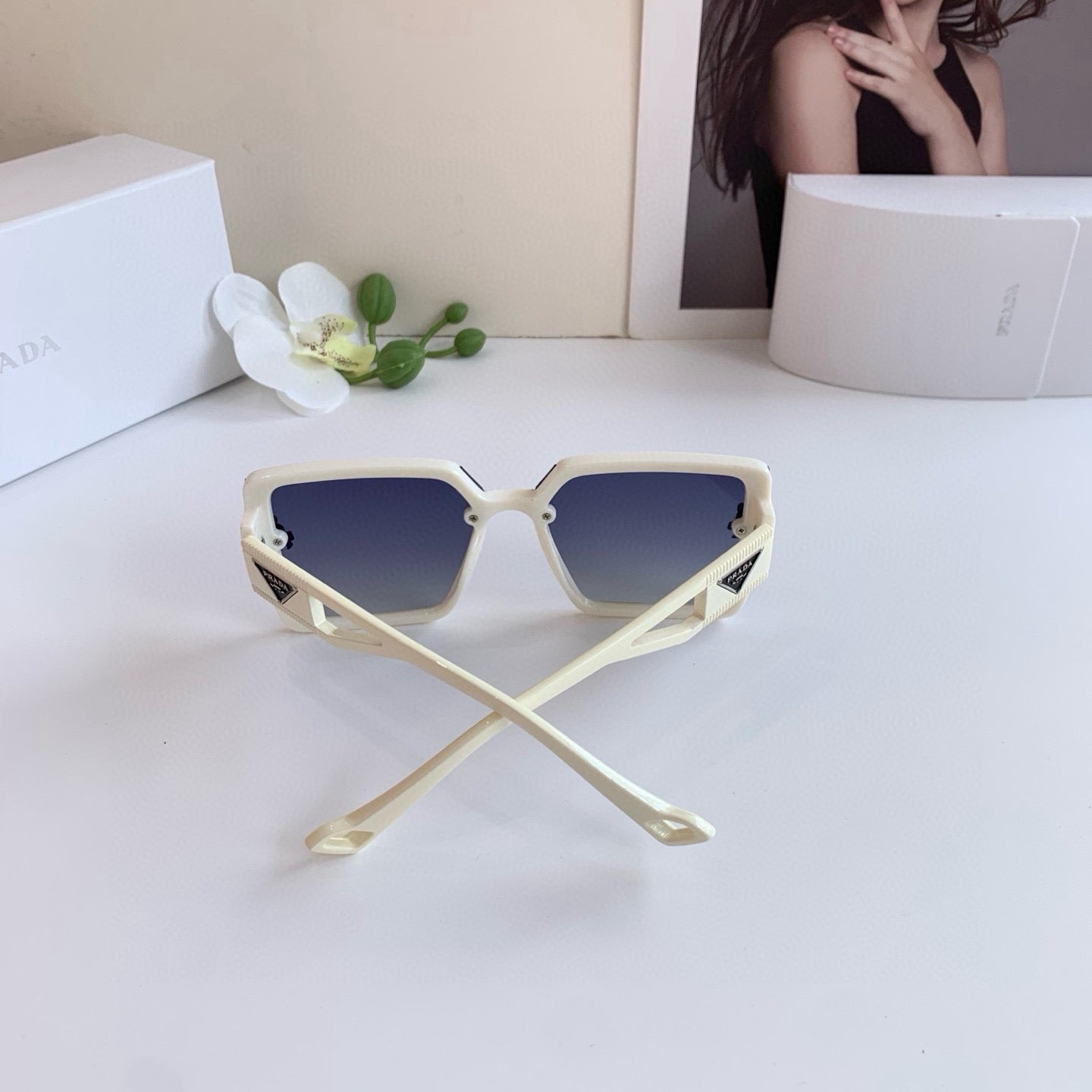 Prada Square Blue Lens Sunglasses for Men & Women - 158446 - detail image 4