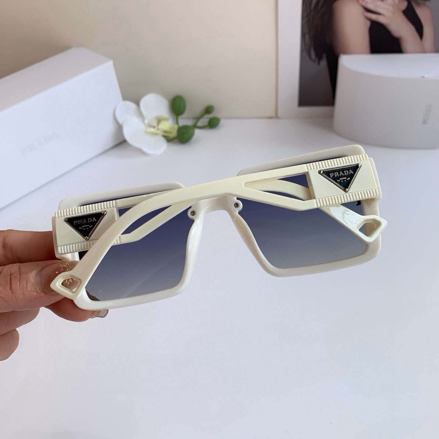Prada Square Blue Lens Sunglasses for Men & Women - 158446 - detail image 2