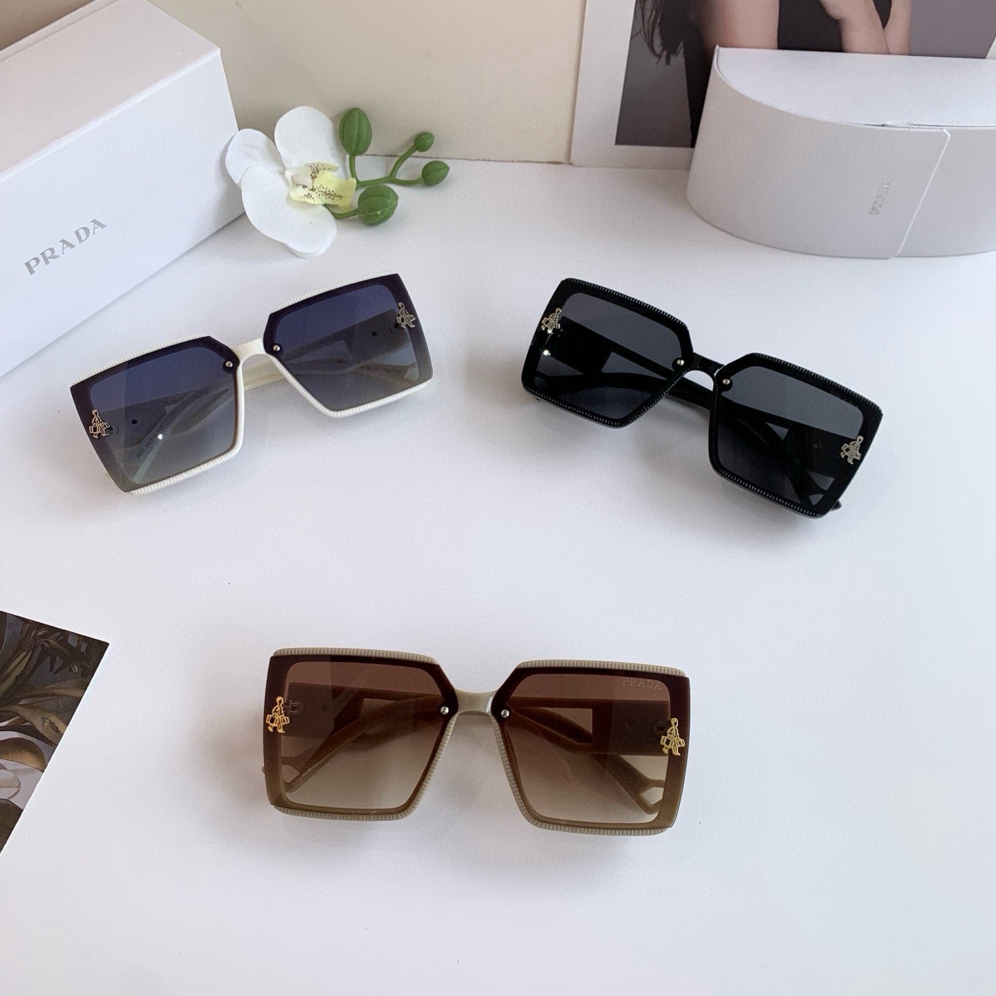 Prada Square Blue Lens Sunglasses for Men & Women - 158446 - detail image 6