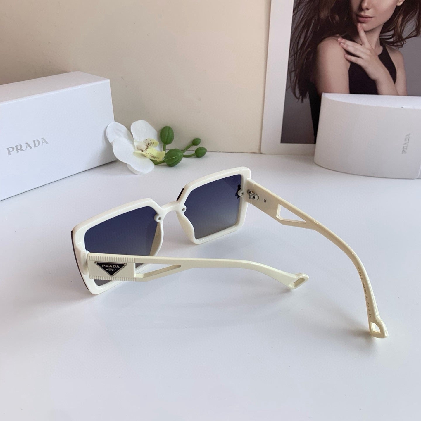 Prada Square Blue Lens Sunglasses for Men & Women - 158446 - detail image 5