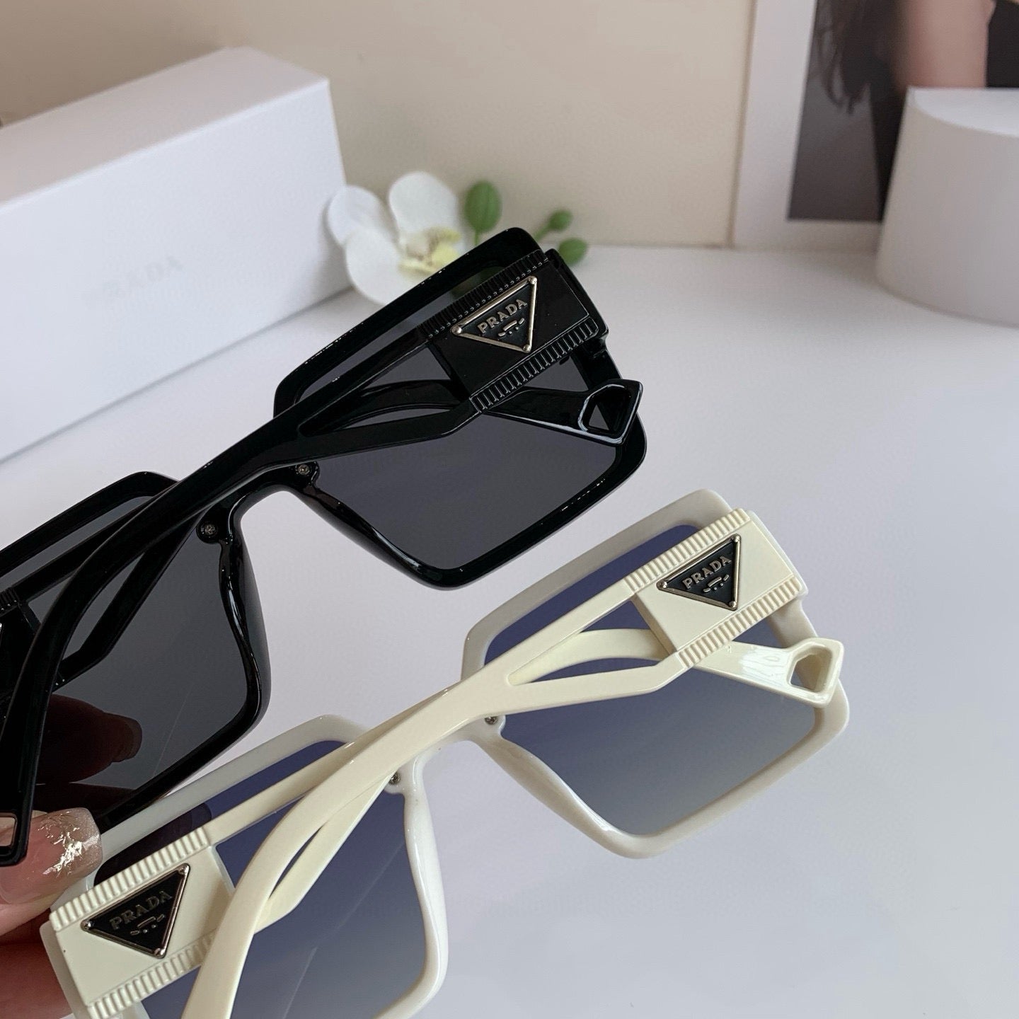Prada Square Blue Lens Sunglasses for Men & Women - 158446