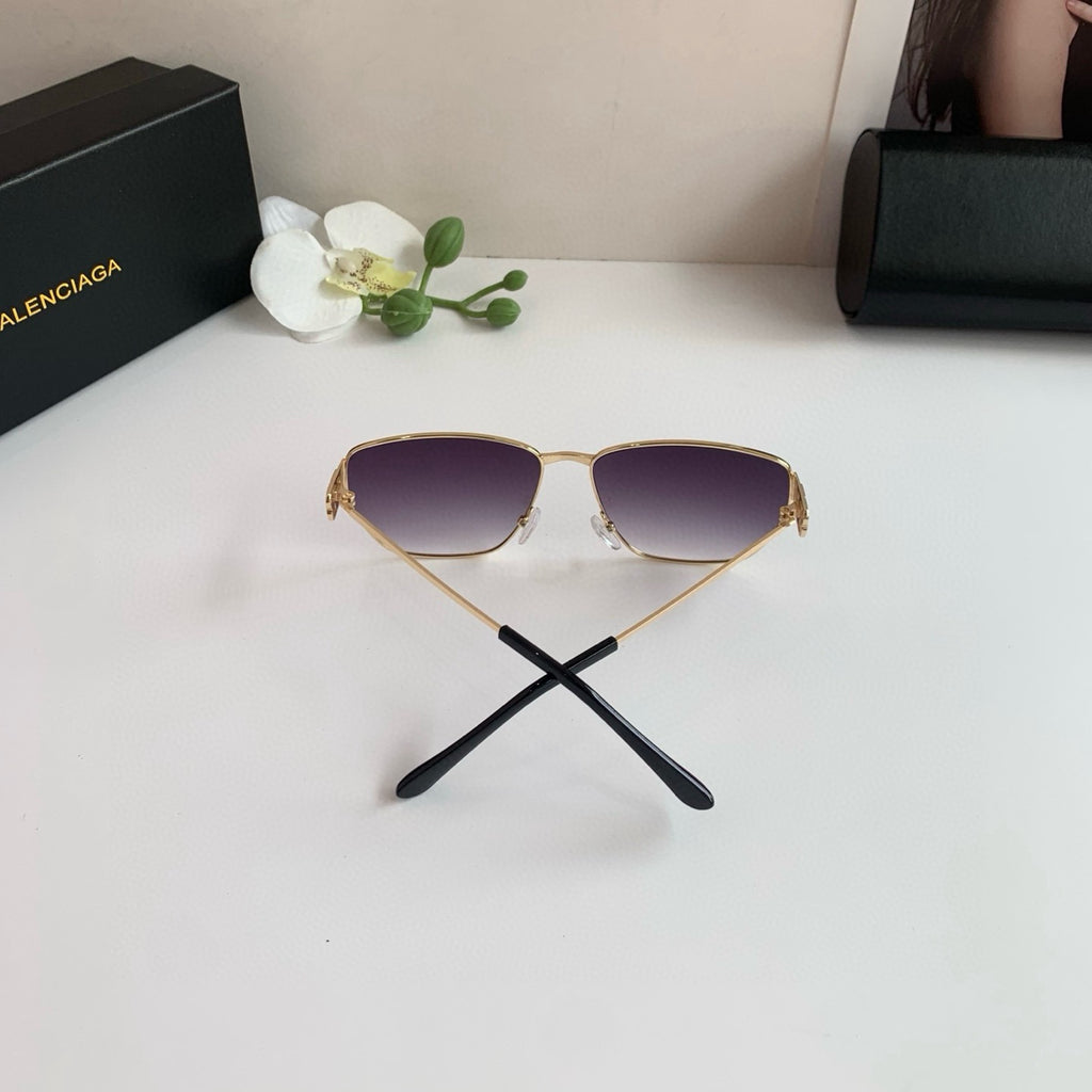 Balenciaga Metal Square Silver Lens Sunglasses for Men & Women - 416129