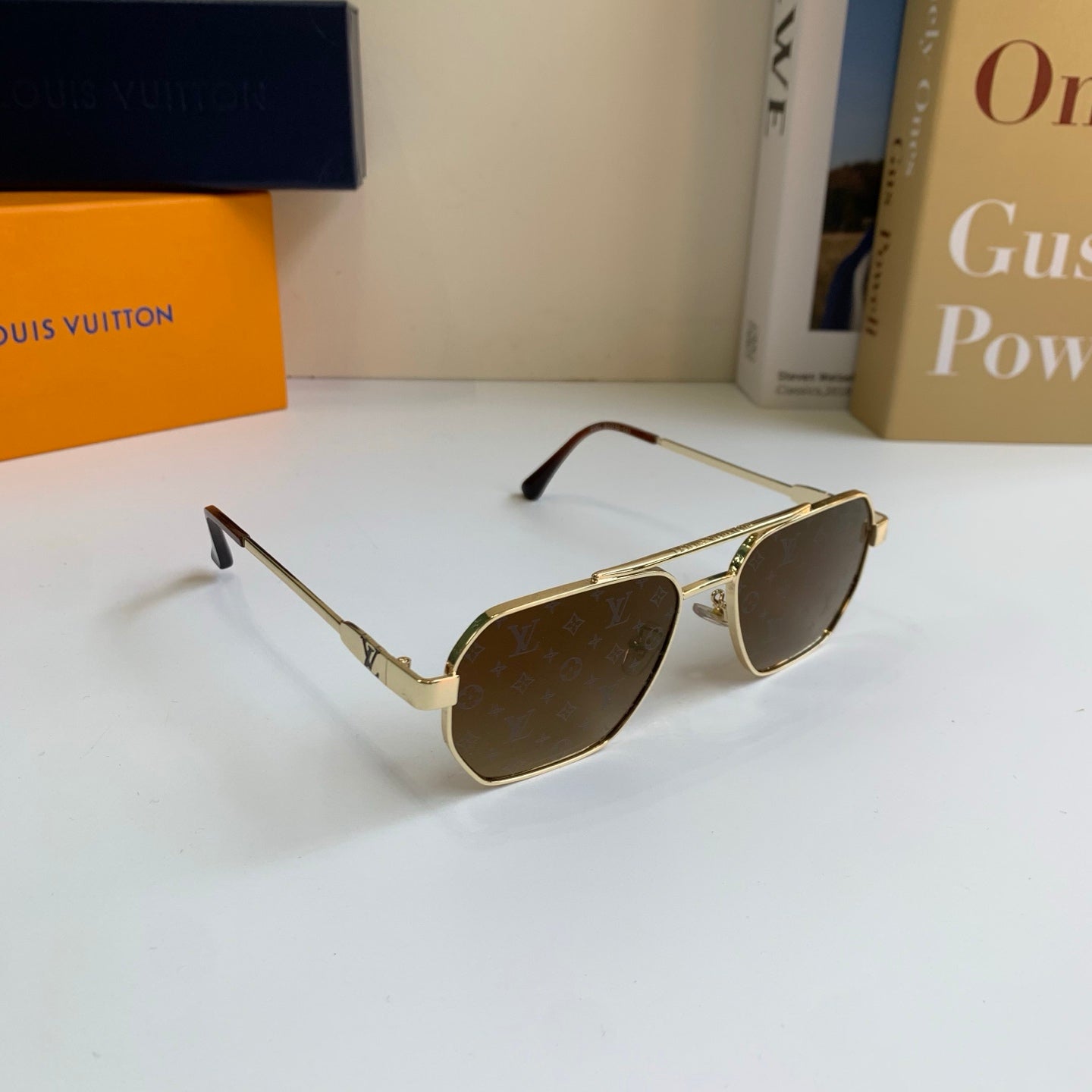 Louis Vuitton Metal Square Brown Lens Sunglasses for Men & Women - 414941