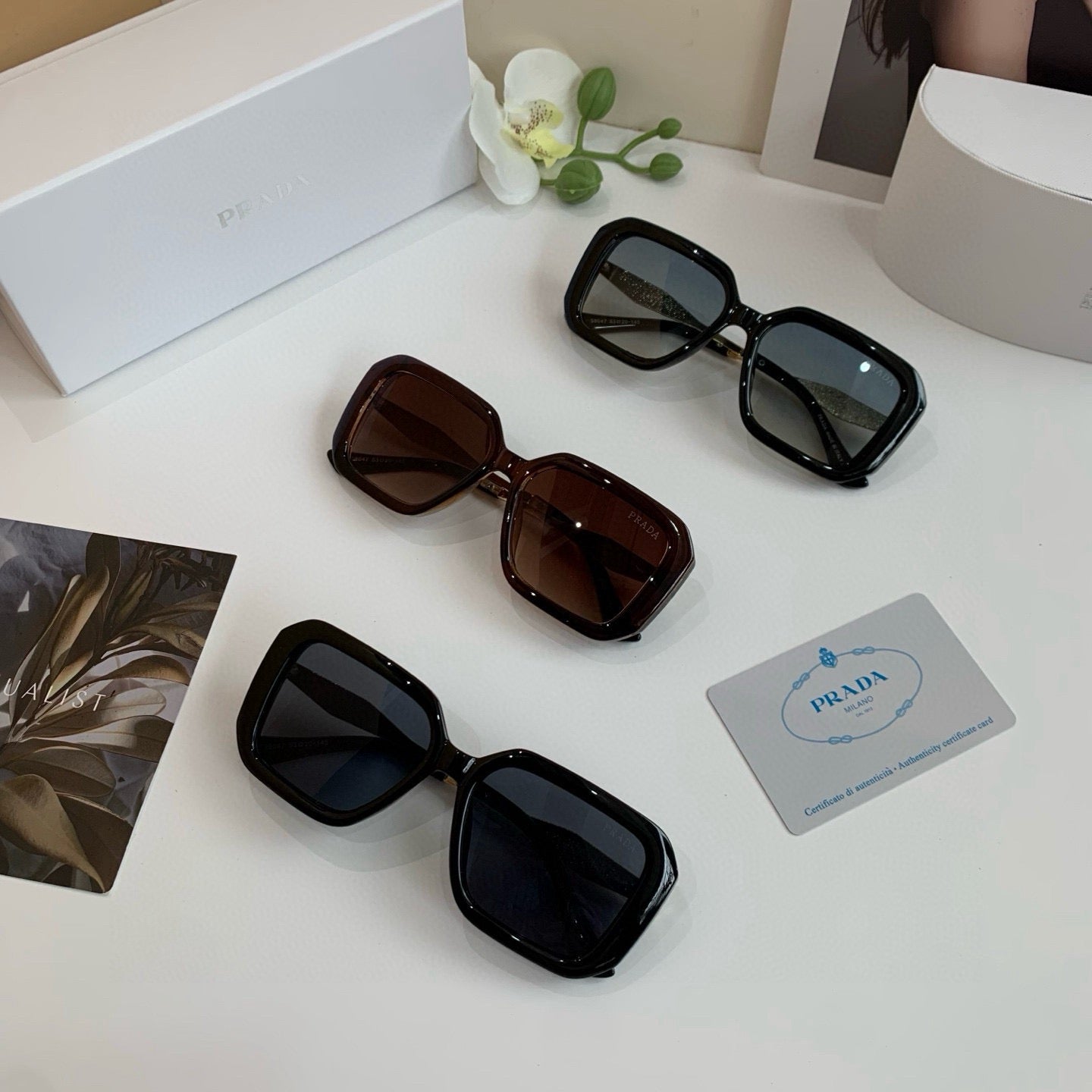 Prada Square Black Lens Sunglasses for Men & Women - 158477