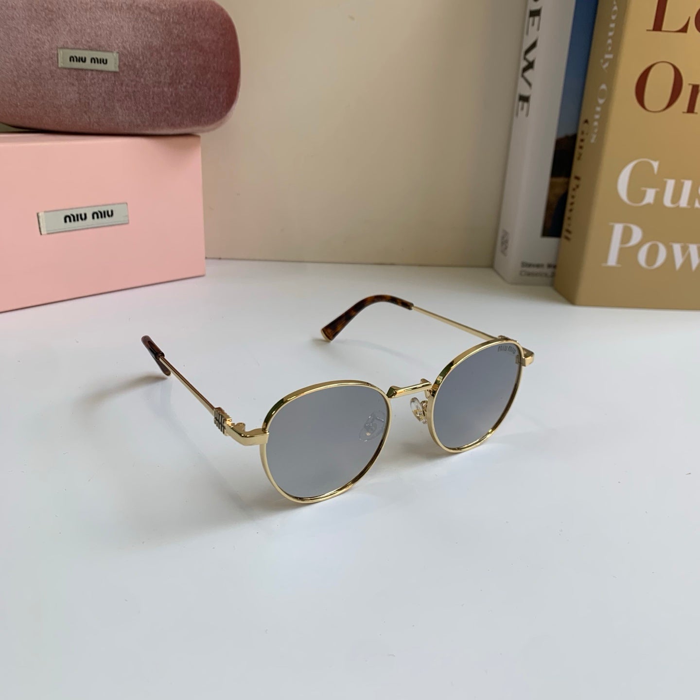 Miu Miu Metal Round Silver Lens Sunglasses for Men & Women - 432664