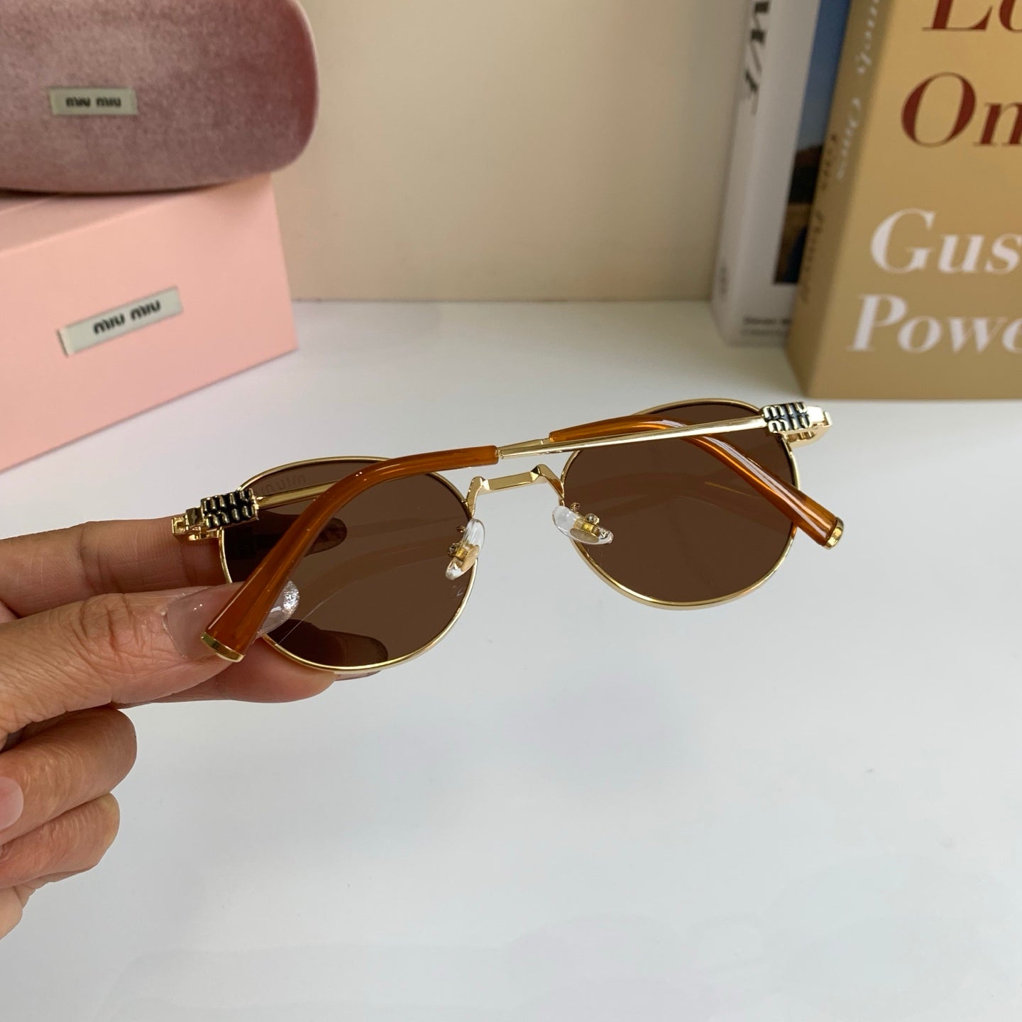 Miu Miu Metal Round Brown Lens Sunglasses for Men & Women - 432665 - detail image 8