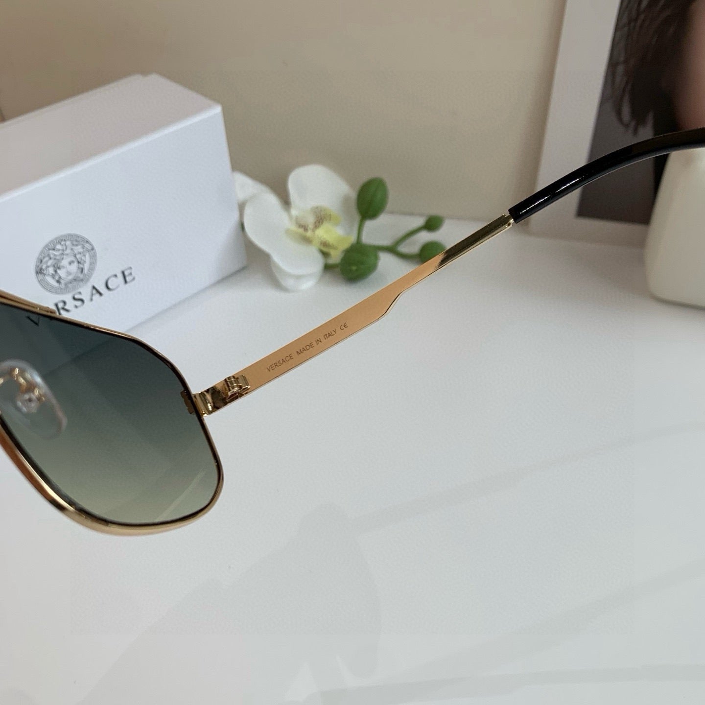 Versace Polarized Metal Square Silver Lens Sunglasses for Men & Women - 432761